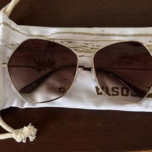 Vince Camuto Gold Hexagonal Sunglasses